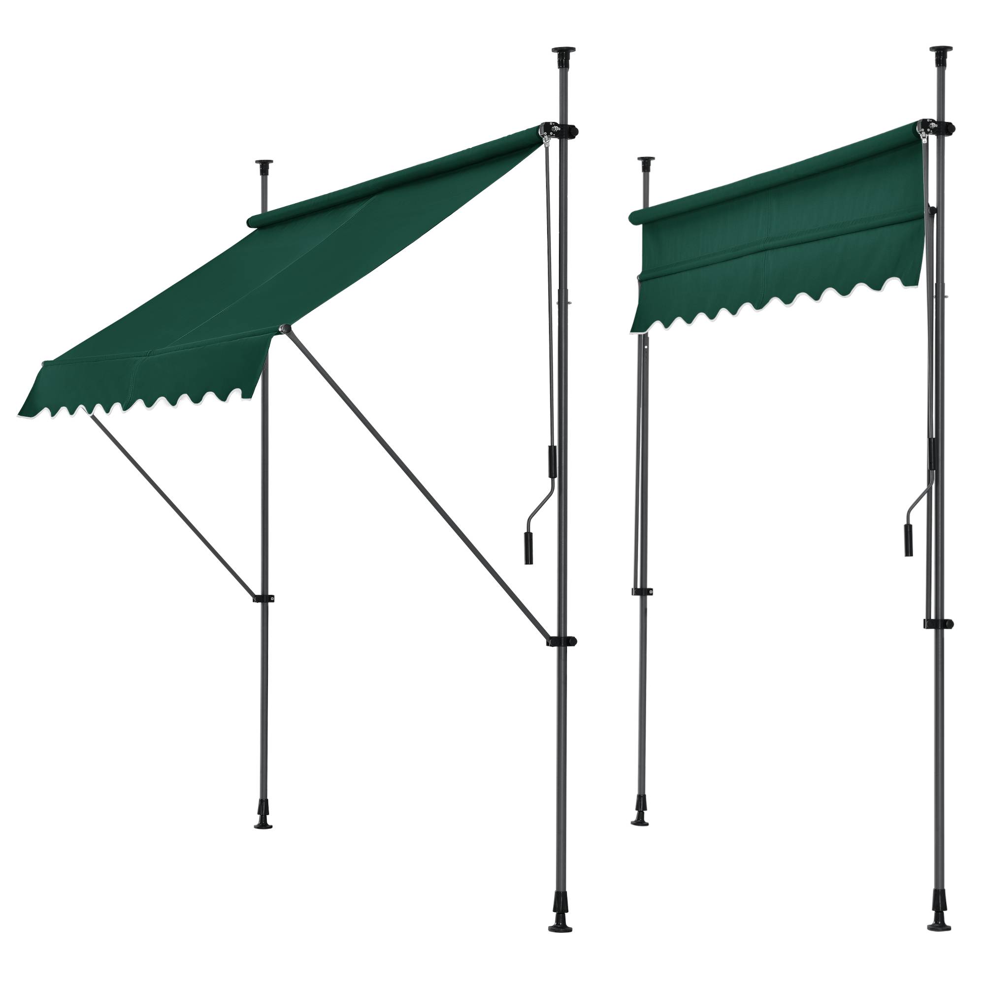 Pro.Tec - Store Banne Téléscopique Acier Polyester 350 x 120 x 220-309 cm Vert Foncé [pro.tec] - Image 1