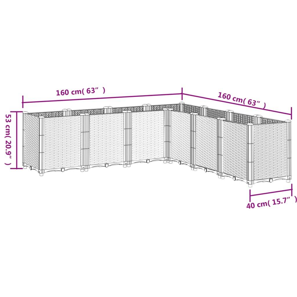 ComfortXL - Carré Potager Modulable XXL Polypropylène pour Jardin Extérieur Aspect Rotin 160x160x53 cm Noir - ComfortXL Outdoor Living - Image 8