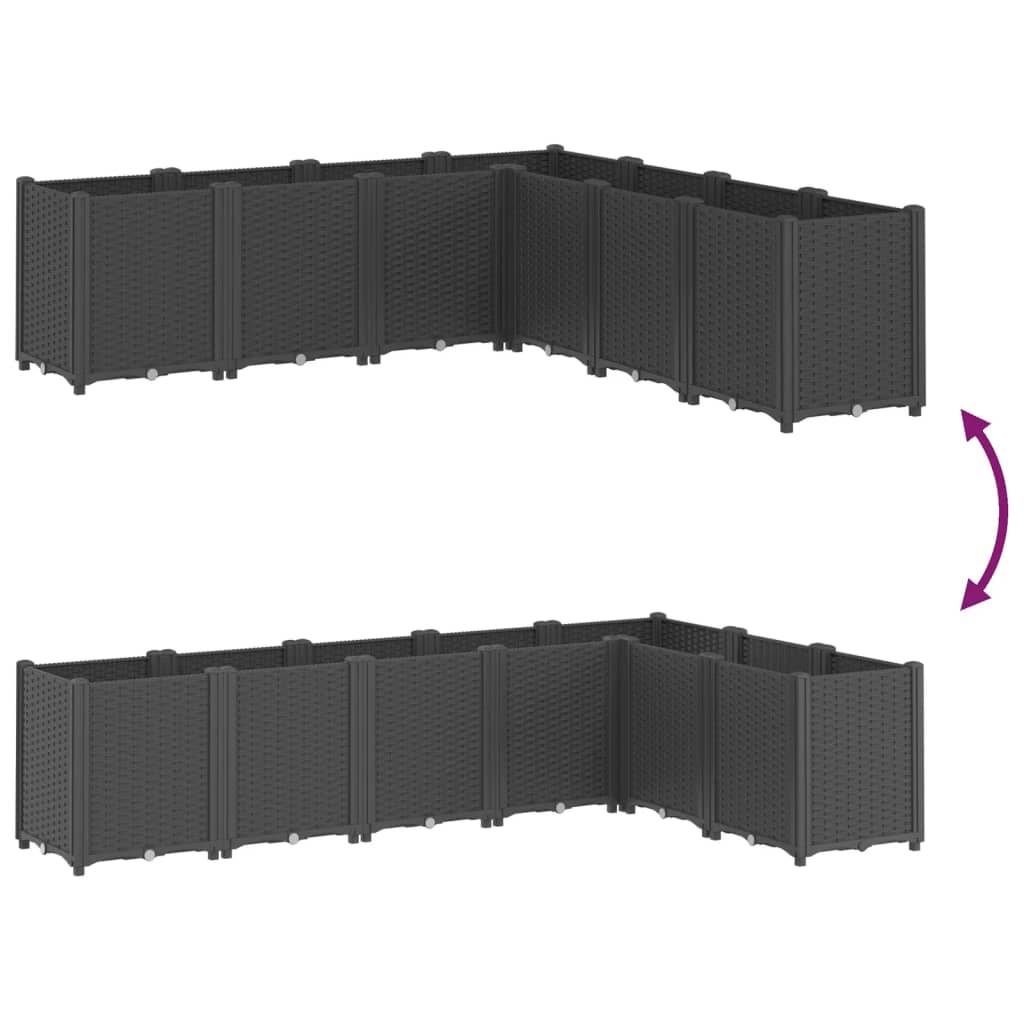 ComfortXL - Carré Potager Modulable XXL Polypropylène pour Jardin Extérieur Aspect Rotin 160x160x53 cm Noir - ComfortXL Outdoor Living - Image 6