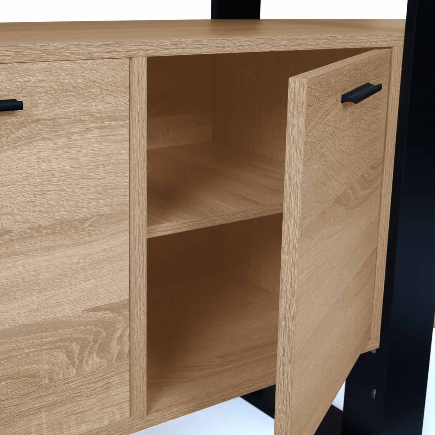 Buffet 160 cm PHOENIX XXL 4 portes bois et noir - Image 6