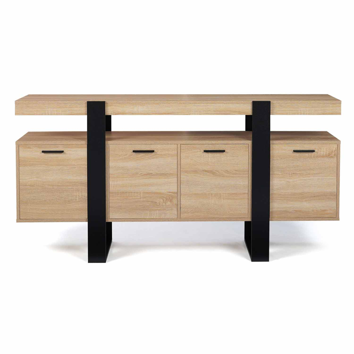 Buffet 160 cm PHOENIX XXL 4 portes bois et noir - Image 3