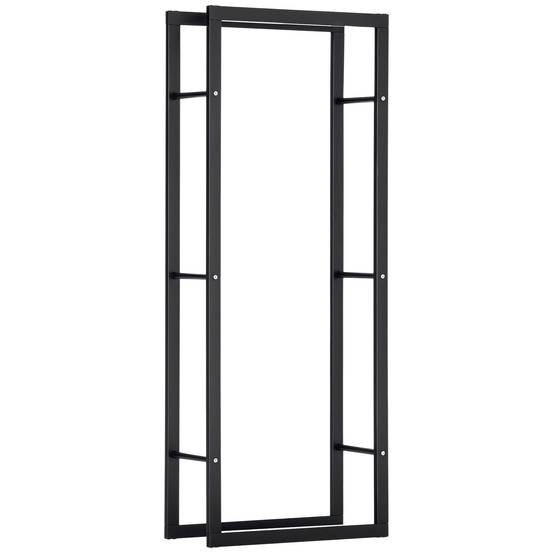 Range bûches Etagère porte bois de cheminée porte-bûches intérieur et extérieur charge max. 100 Kg dim. 60L x 25l x 150H cm métal noir - Image 1