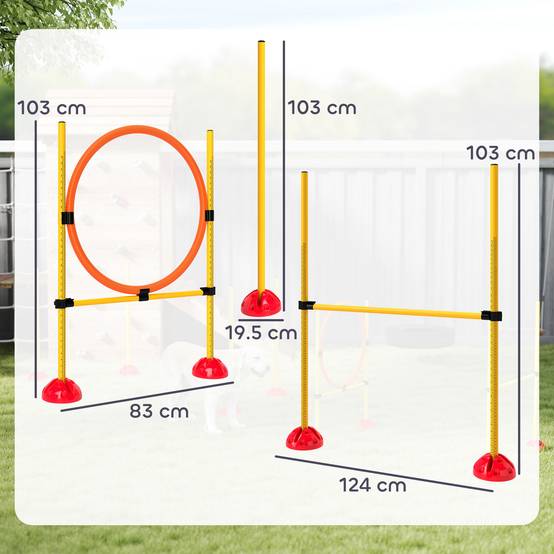 Kit d'agility pour chien plastique orange et jaune 124 x 19.5 x 103 cm - PANGIVO - Image 5