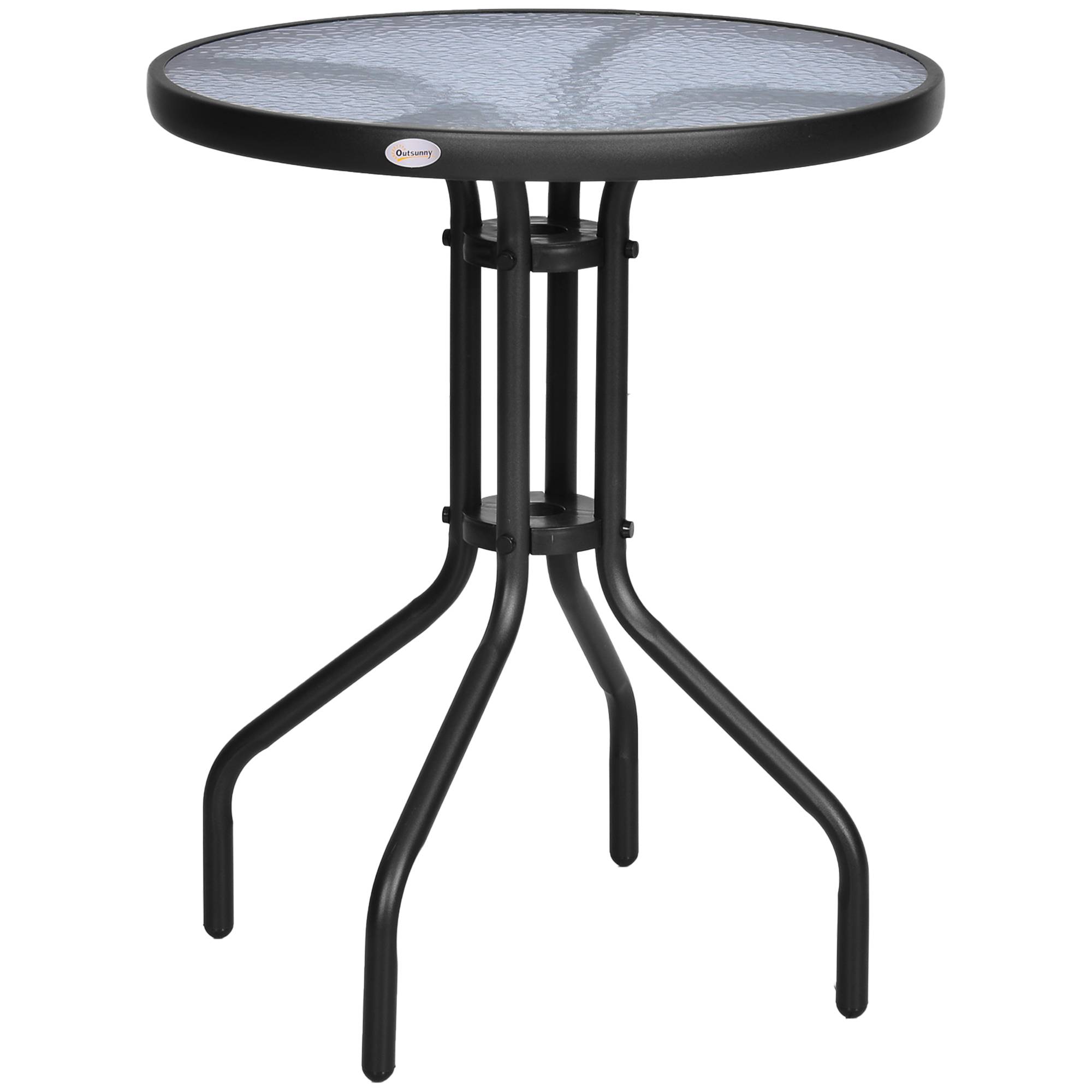 PANGIVO - Table de jardin métal et verre trempé noir 60 x 60 x 70 cm - PANGIVO - Image 2