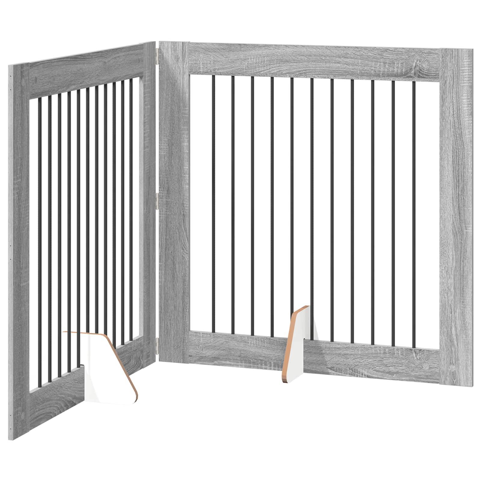 ComfortXL - Barrière de sécurité intérieure chien bois pliable 200,5cm gris sonoma - ComfortXL Outdoor Living - Image 2