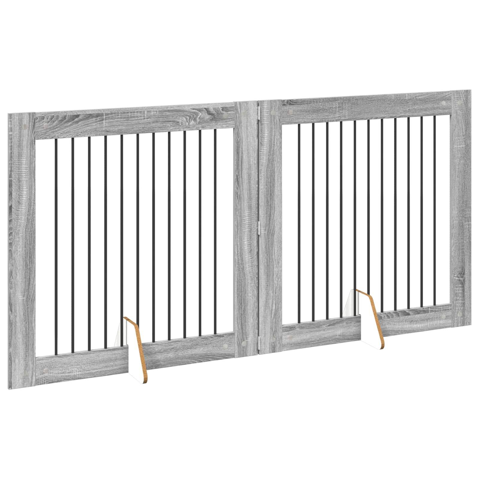ComfortXL - Barrière de sécurité intérieure chien bois pliable 200,5cm gris sonoma - ComfortXL Outdoor Living - Image 3