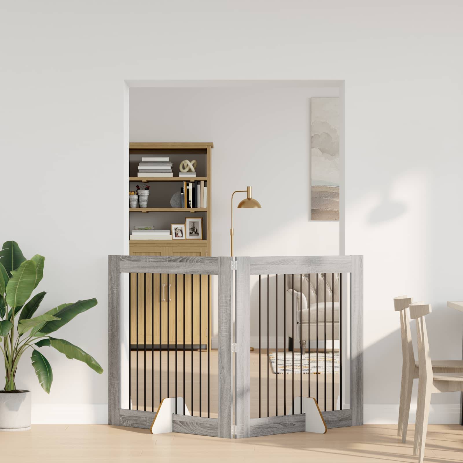 ComfortXL - Barrière de sécurité intérieure chien bois pliable 200,5cm gris sonoma - ComfortXL Outdoor Living - Image 1