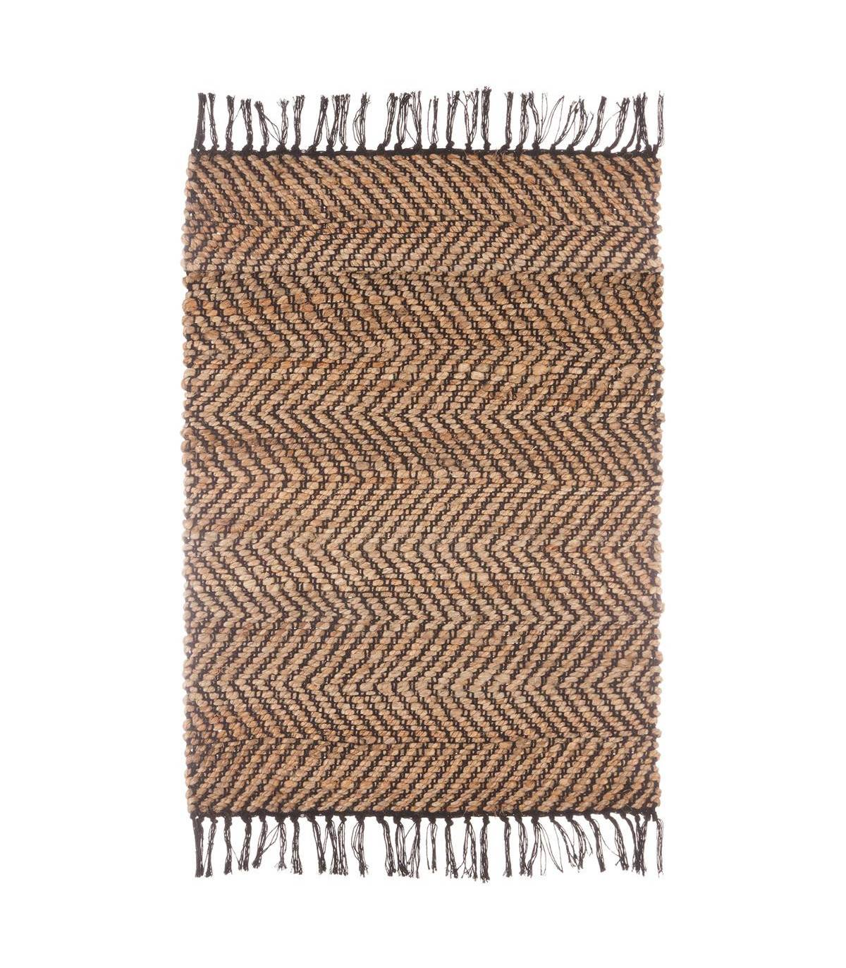 Tapis décoratif en Jute avec motif en coton 60 x 90 cm - Image 2