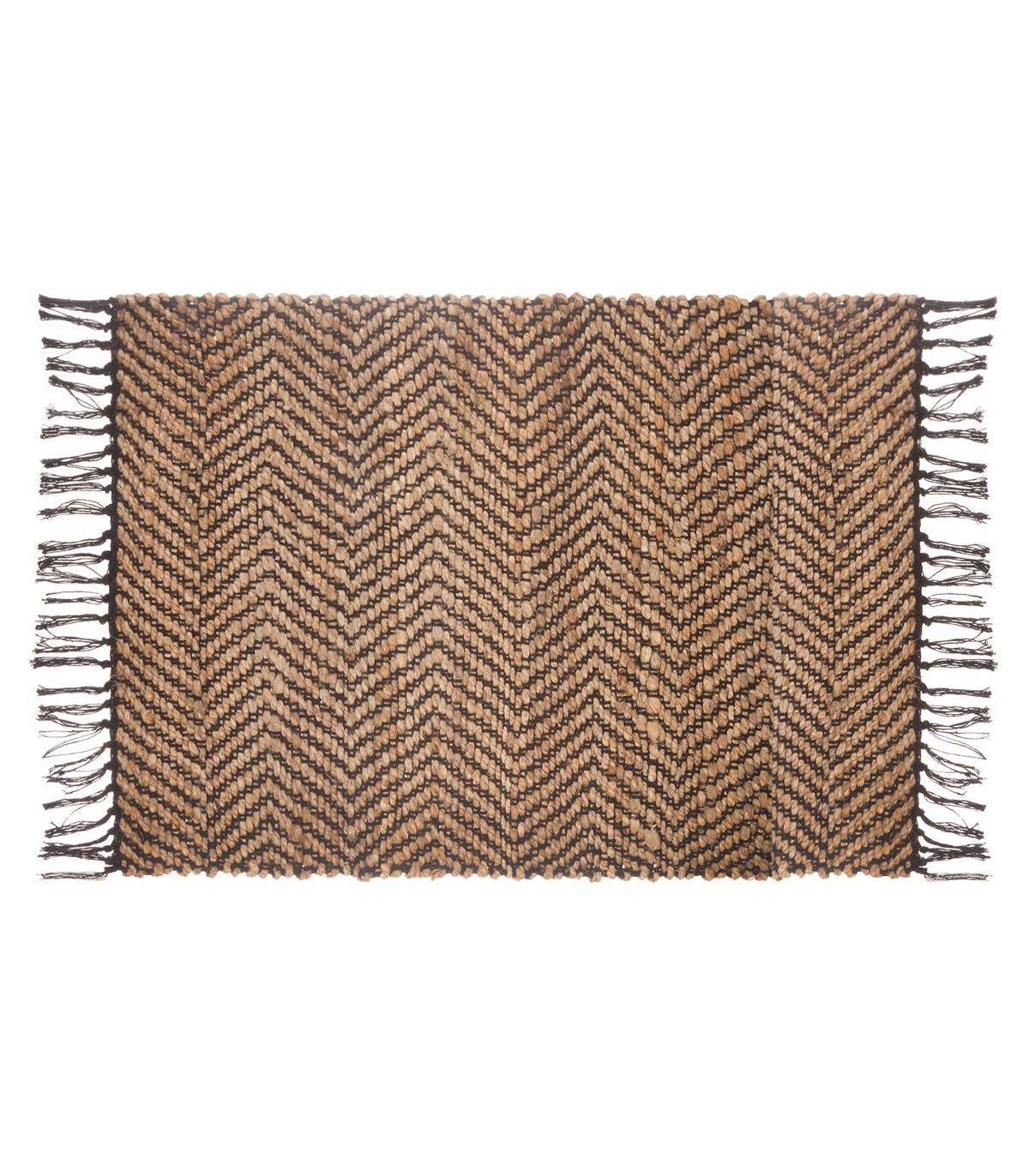 Tapis décoratif en Jute avec motif en coton 60 x 90 cm - Image 1