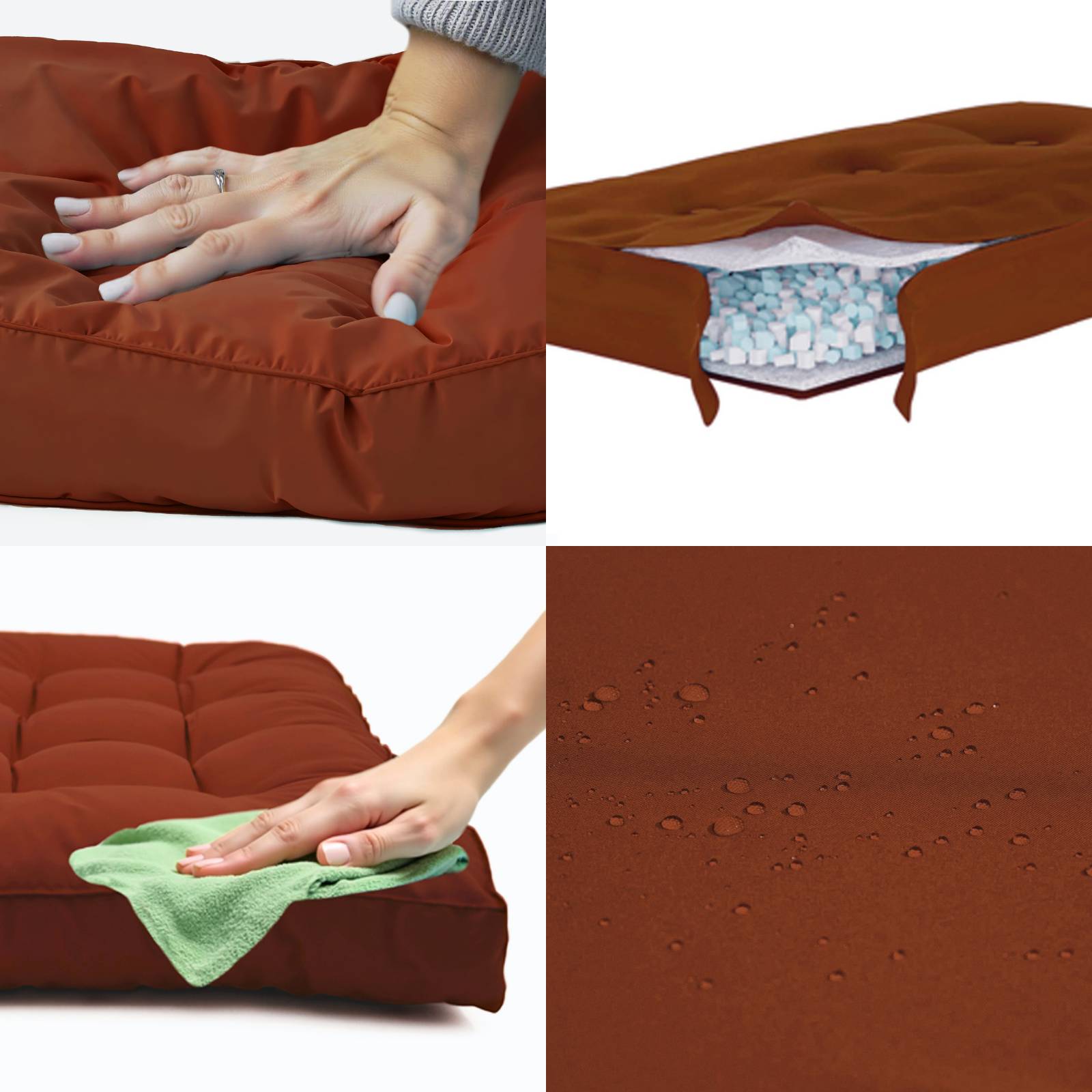 Coussin pour bain de soleil en polyester 185 x55cm terracotta - Déco arts - Image 4