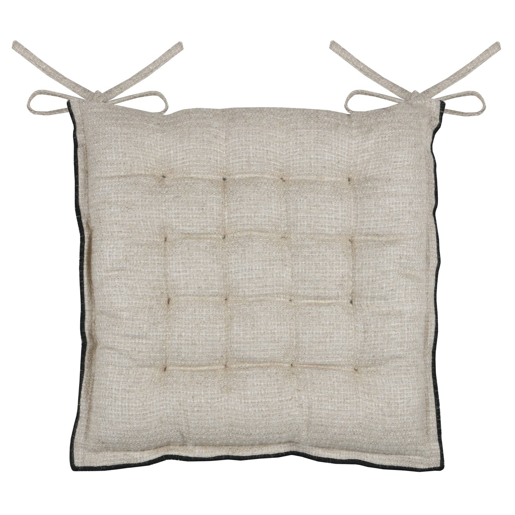 Lovely Casa - Galette de chaise en poly-lin avec finitions passepoil - LOVELY CASA - Lin - Naturel - Image 1