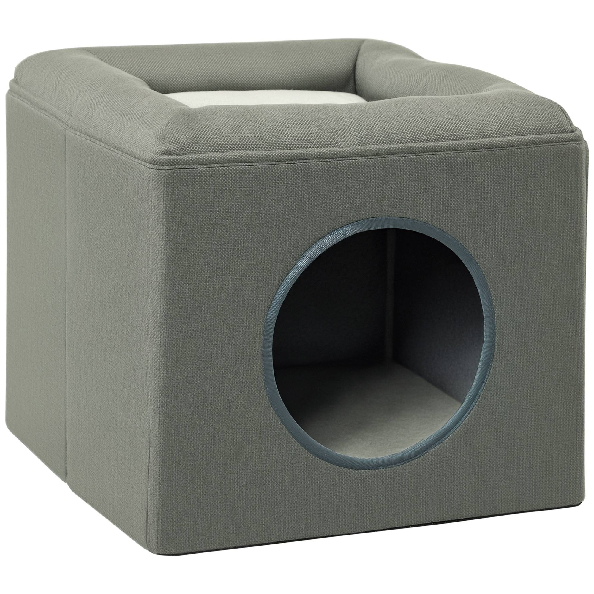 Sans Marque - Cabanne pour chat 2-en-1 avec coussin, 36,5x36,5x33 cm, Vert - Image 1