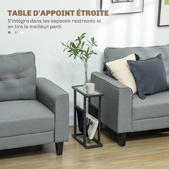 KOMHTOM - Table d'appoint étroite 40 x 18 x 55,5 cm, en métal,noir - Image 3