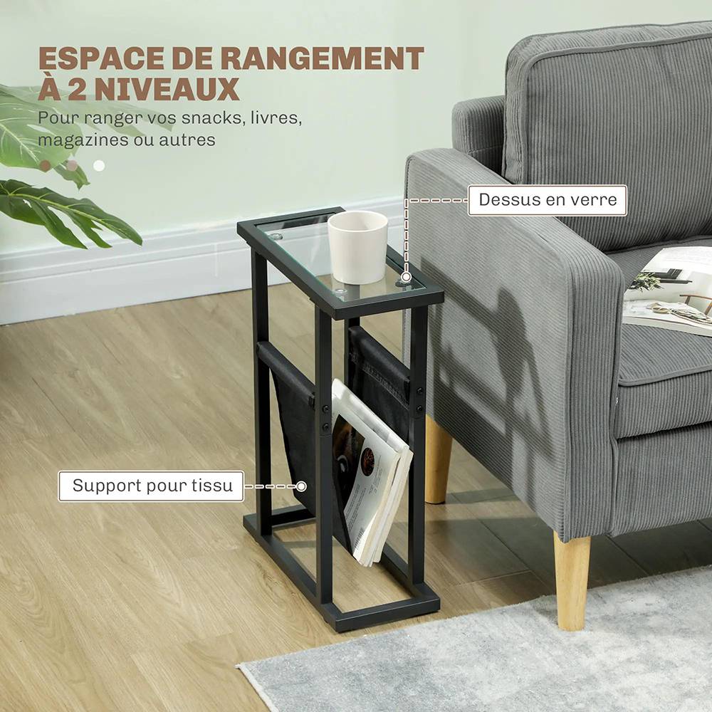 KOMHTOM - Table d'appoint étroite 40 x 18 x 55,5 cm, en métal,noir - Image 4