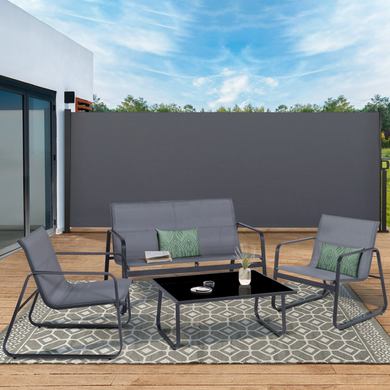 Paravent extérieur rétractable 160 x 500 CM gris anthracite store latéral - Image 1