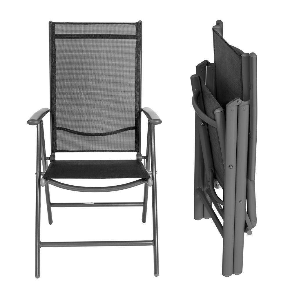 Helloshop26 - Lot de 2 chaises de jardin pliantes noir/anthracite - Image 4