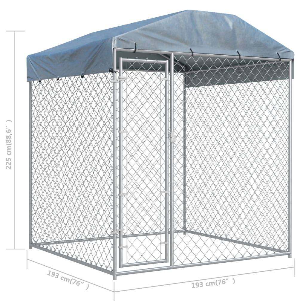 Chenil extérieur cage enclos parc animaux chien d'extérieur avec toit pour chiens 225 cm - Image 2
