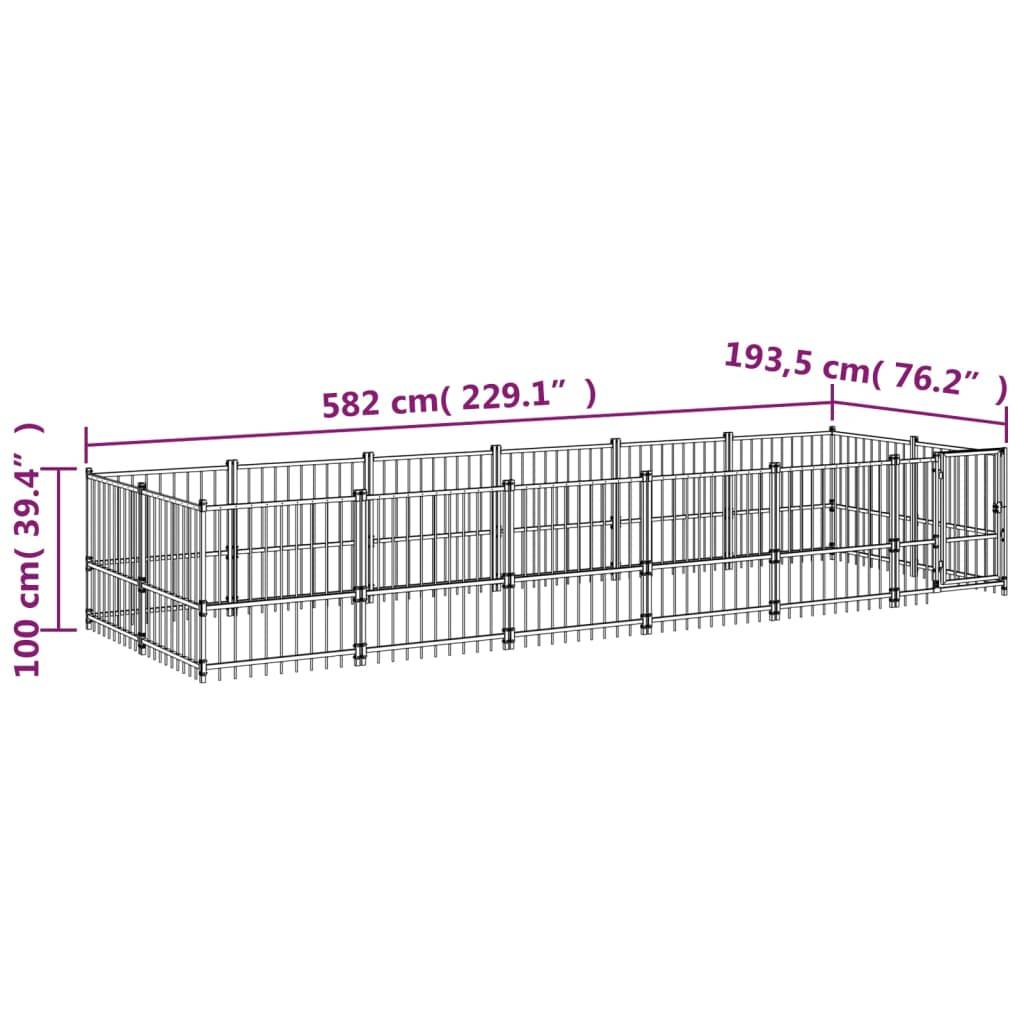 Vidaxl - Chenil d'extérieur pour chiens Acier 11,26 m² vidaXL 3124602 - Image 3