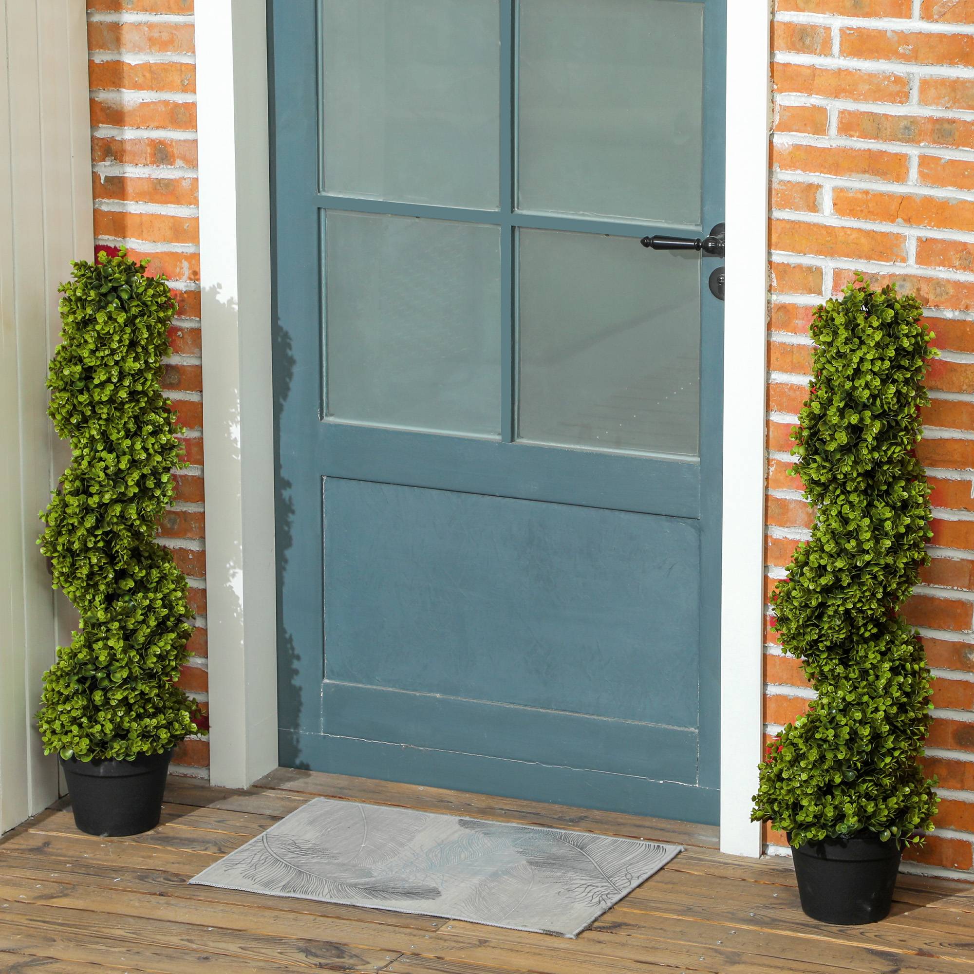 Lot de 2 Plantes Artificielles Plastique Intérieur Extérieur Anti UV Vert 90cm - ComfortXL Outdoor Living - Image 3