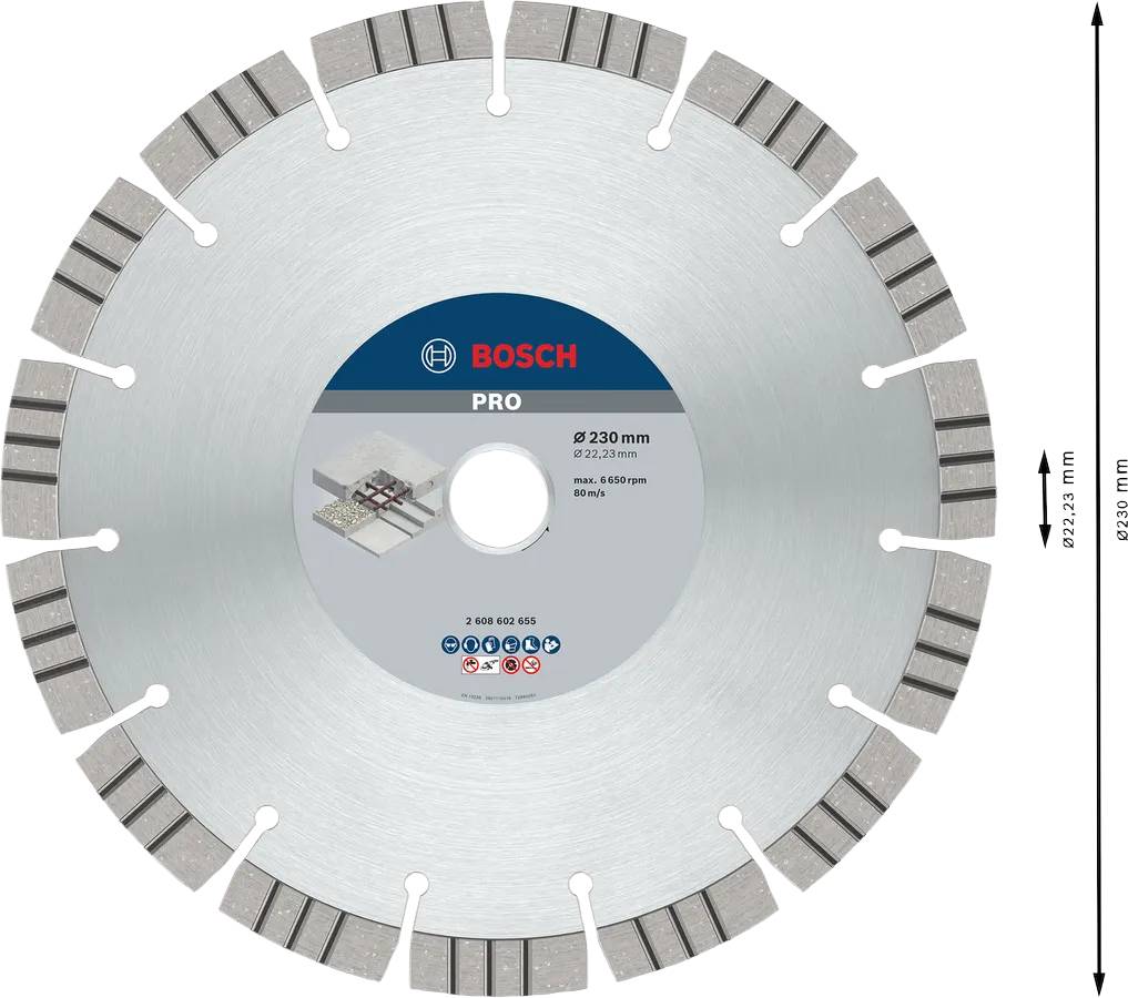 Bosch - Disque à tronçonner diamanté PRO Concrete 230x22,23x2,4x15mm BOSCH 2608602655 - Image 2