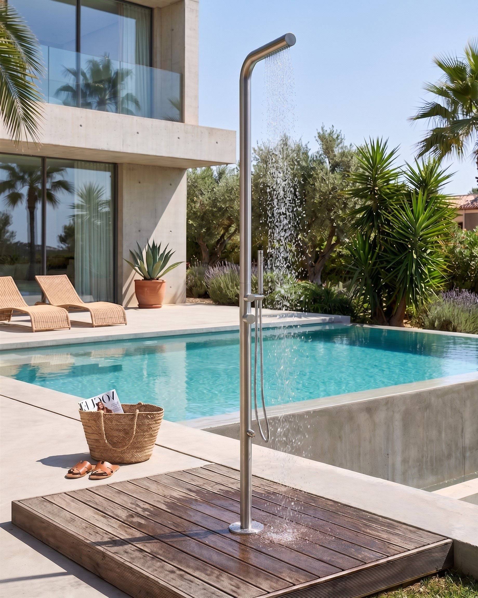 Beliani - Douche d'extérieur Acier inox Argenté SORAPATA - 57x17x230- Beliani - Image 1