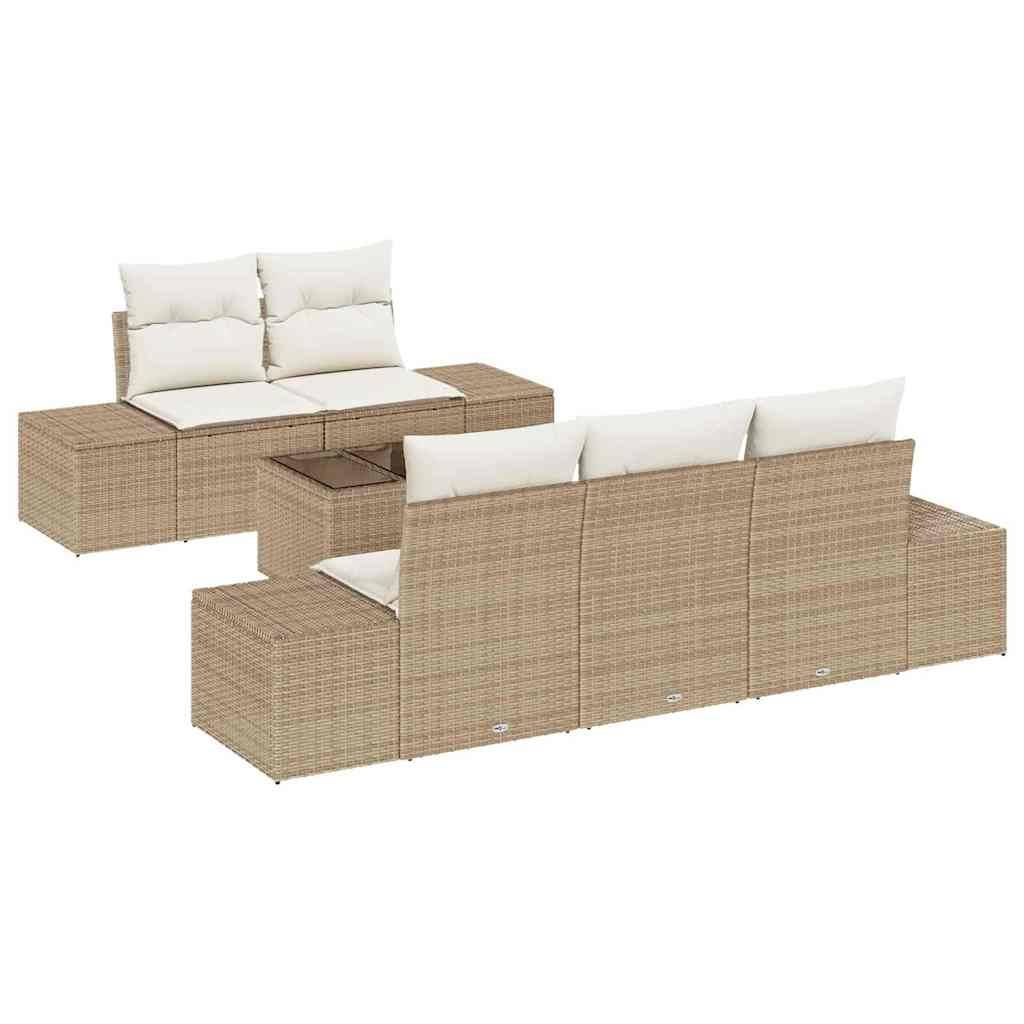 ComfortXL - Ensemble canapés extérieur 6 pièces résine tressée résistante UV avec table basse et rangement Beige – ComfortXL Outdoor Living - Image 2