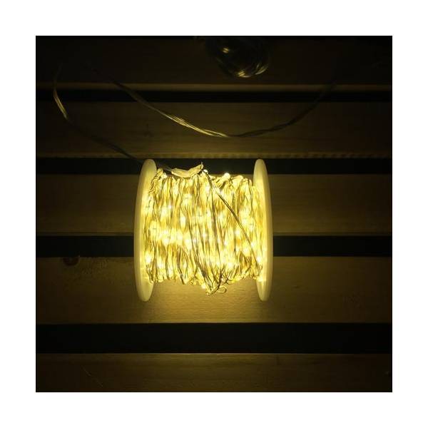 Lotti - Guirlande lumineuse argentée 37m 500 Micro LED gouttes blanc chaud 8 jeux de lumière mémoire fil métal IP44 Lotti - Image 4