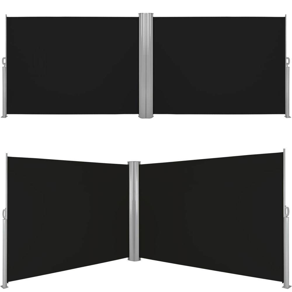 Helloshop26 - Auvent store latéral brise-vue paravent rétractable double noir 160 x 600 cm - Image 4