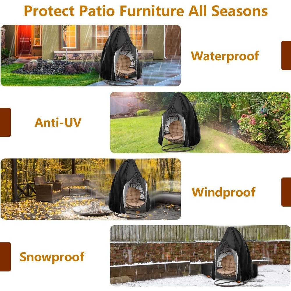 Housse de Protection pour Chaise Œuf Suspendue Imperméable avec Fermeture Éclair - Living123 - Image 7
