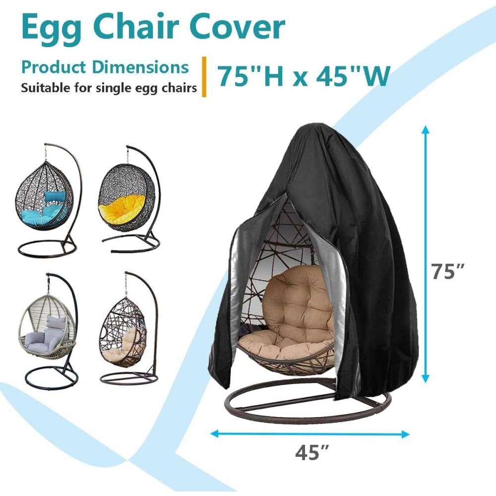 Housse de Protection pour Chaise Œuf Suspendue Imperméable avec Fermeture Éclair - Living123 - Image 2
