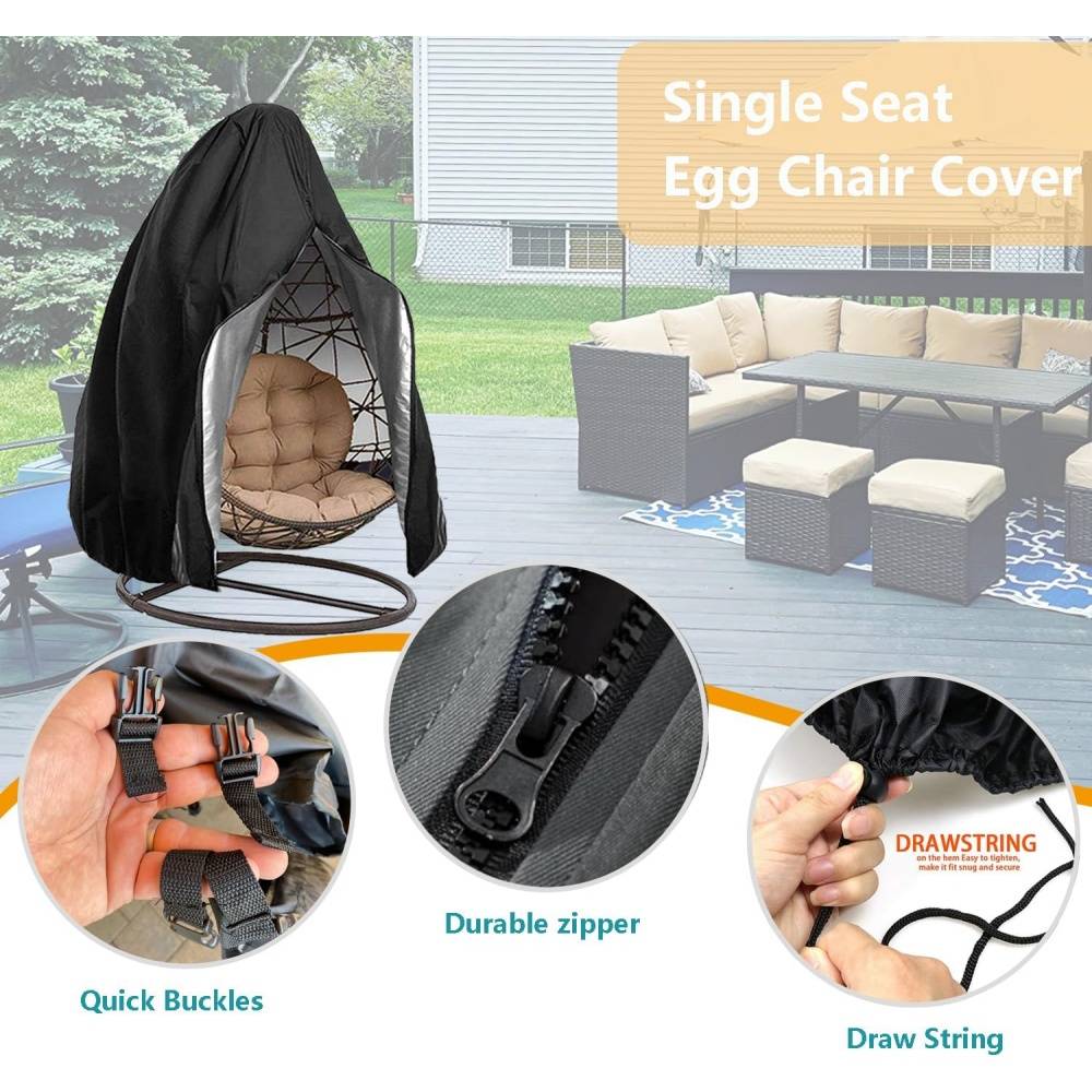 Housse de Protection pour Chaise Œuf Suspendue Imperméable avec Fermeture Éclair - Living123 - Image 5