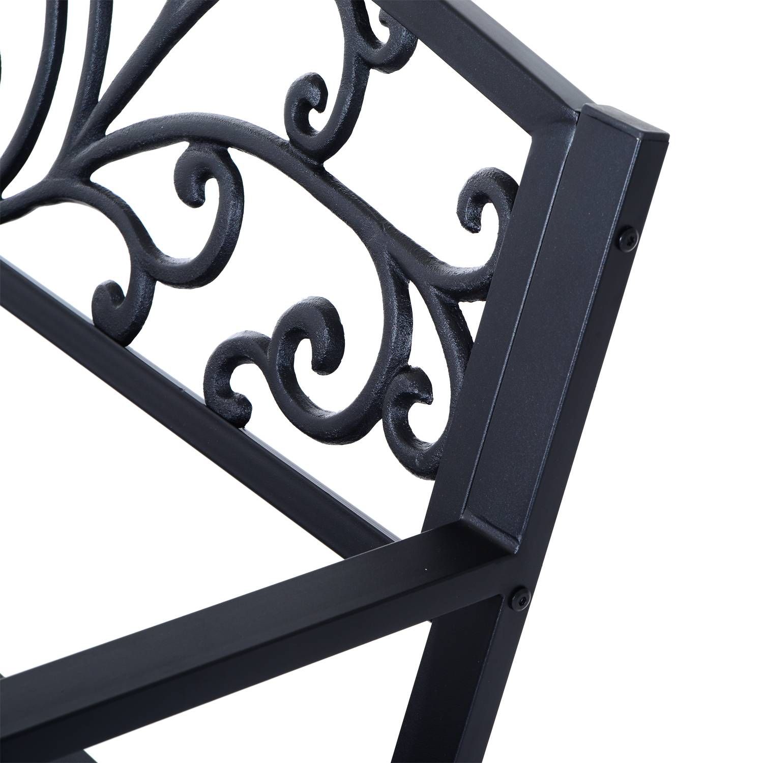 Banc de jardin terrasse en acier fonte noir 3 places 127 x 60 x 85 cm charge max 240 Kg - Image 10