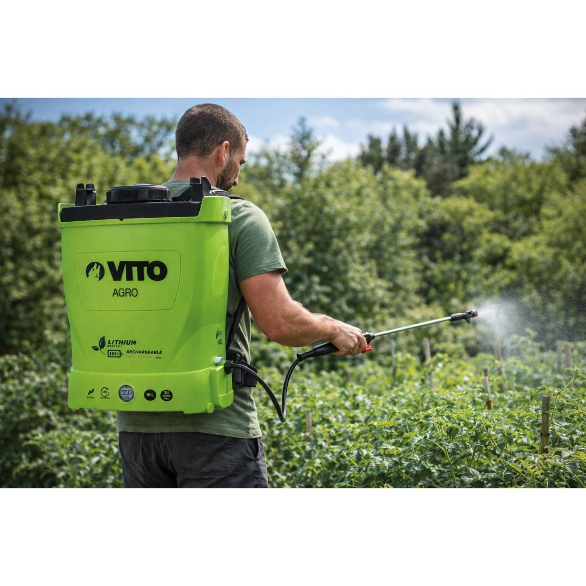 Pulvérisateur Electrique à Batterie Lithium 12V/8AH 16L 6 bars Chargeur Végetaux jardin toitures VITO - Image 3