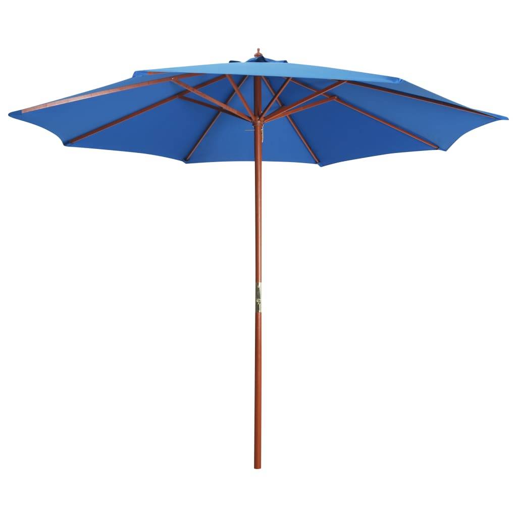Helloshop26 - Parasol mobilier de jardin avec mât en bois 300 x 258 cm bleu - Image 1
