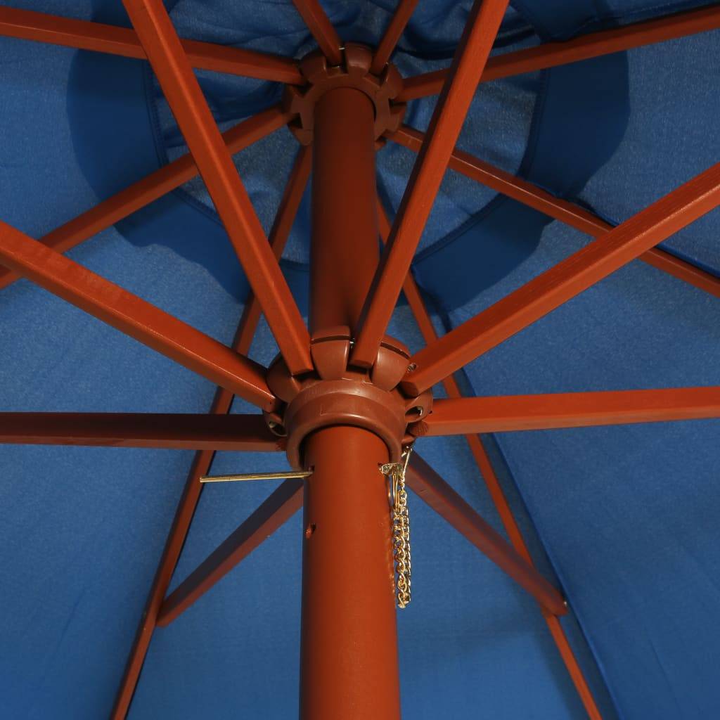 Helloshop26 - Parasol mobilier de jardin avec mât en bois 300 x 258 cm bleu - Image 2