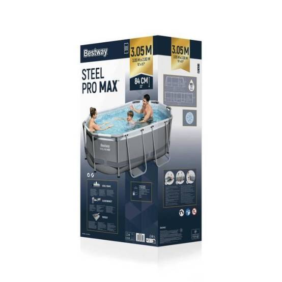 Bestway - Kit Piscine hors sol tubulaire BESTWAY - Steel Pro MAX™ - 305 x 200 x 84 cm - Ovale (Livrée avev filtre a cartouche et 1 cart - Image 6