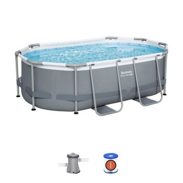 Bestway - Kit Piscine hors sol tubulaire BESTWAY - Steel Pro MAX™ - 305 x 200 x 84 cm - Ovale (Livrée avev filtre a cartouche et 1 cart - Image 1