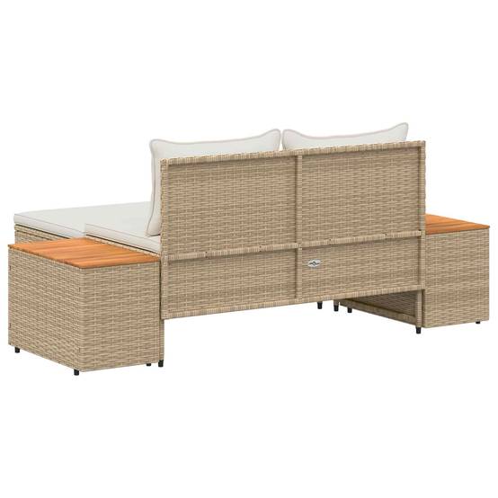 Ensemble de canapés de jardin résine tressée beige et blanc crème 110 x 57 x 73 cm - PANGIVO - Image 8
