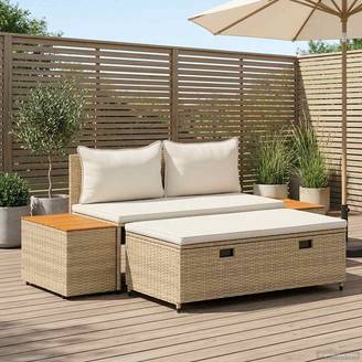Ensemble de canapés de jardin résine tressée beige et blanc crème 110 x 57 x 73 cm - PANGIVO
