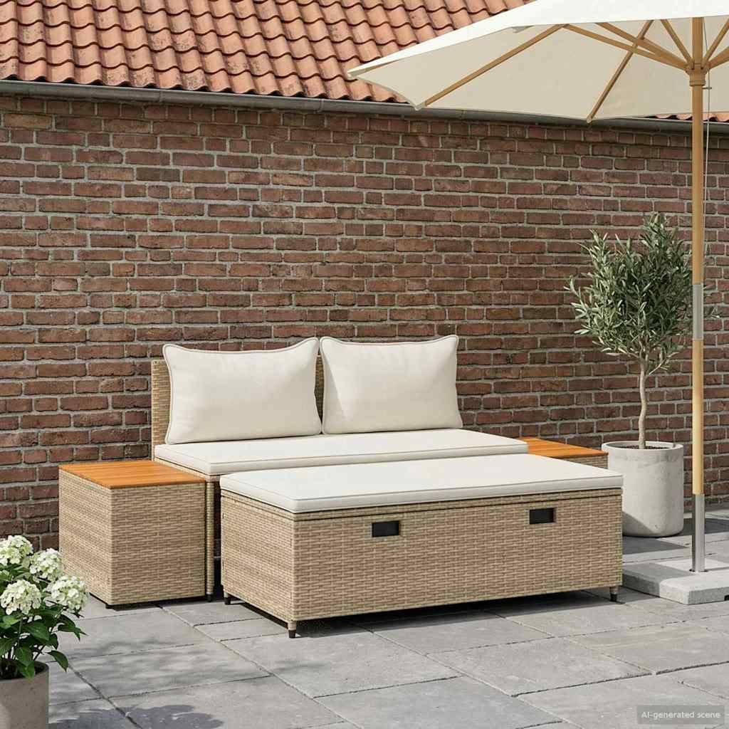 Ensemble de canapés de jardin résine tressée beige et blanc crème 110 x 57 x 73 cm - PANGIVO - Image 3