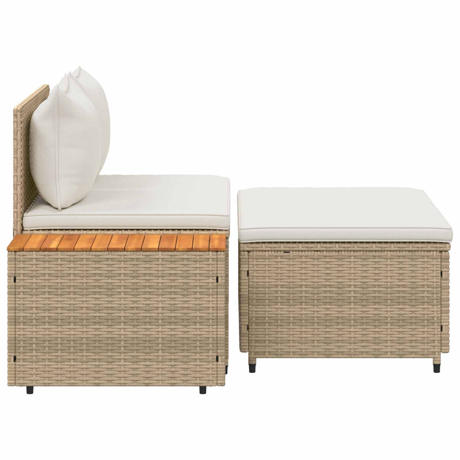 Ensemble de canapés de jardin résine tressée beige et blanc crème 110 x 57 x 73 cm - PANGIVO - Image 9