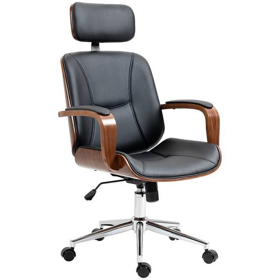 Sans Marque - Fauteuil de bureau, chaise de bureau avec appui-tête amovible hauteur réglable et fonction de bascule, 66x65x125cm, noir - Image 2