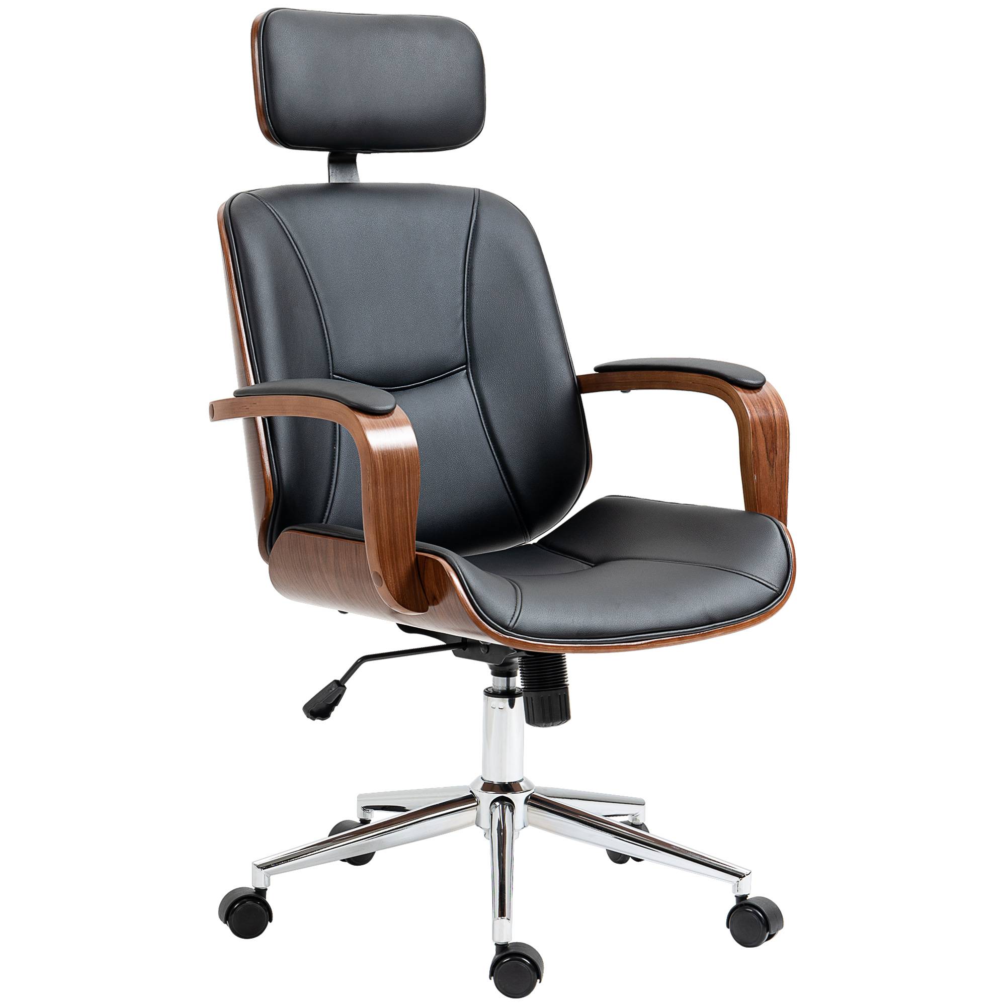 Sans Marque - Fauteuil de bureau, chaise de bureau avec appui-tête amovible hauteur réglable et fonction de bascule, 66x65x125cm, noir - Image 2