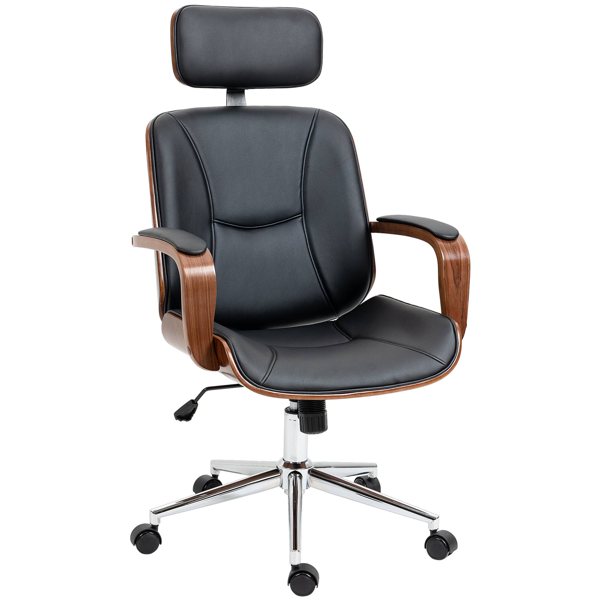 Sans Marque - Fauteuil de bureau, chaise de bureau avec appui-tête amovible hauteur réglable et fonction de bascule, 66x65x125cm, noir - Image 1