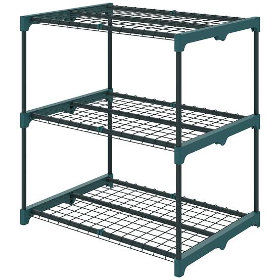 Etagère Plantes Acier Balcon Jardin Support Floral 3 Niveaux 68x49x72cm Vert Foncé - ComfortXL Outdoor Living - Image 2
