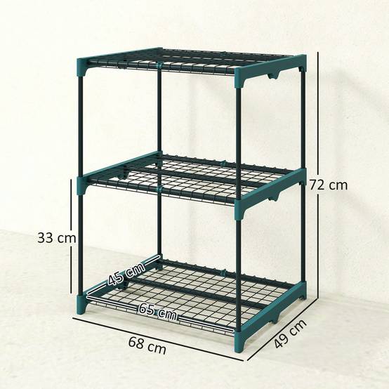 Etagère Plantes Acier Balcon Jardin Support Floral 3 Niveaux 68x49x72cm Vert Foncé - ComfortXL Outdoor Living - Image 5