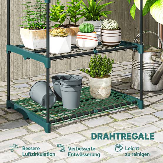 Etagère Plantes Acier Balcon Jardin Support Floral 3 Niveaux 68x49x72cm Vert Foncé - ComfortXL Outdoor Living - Image 7