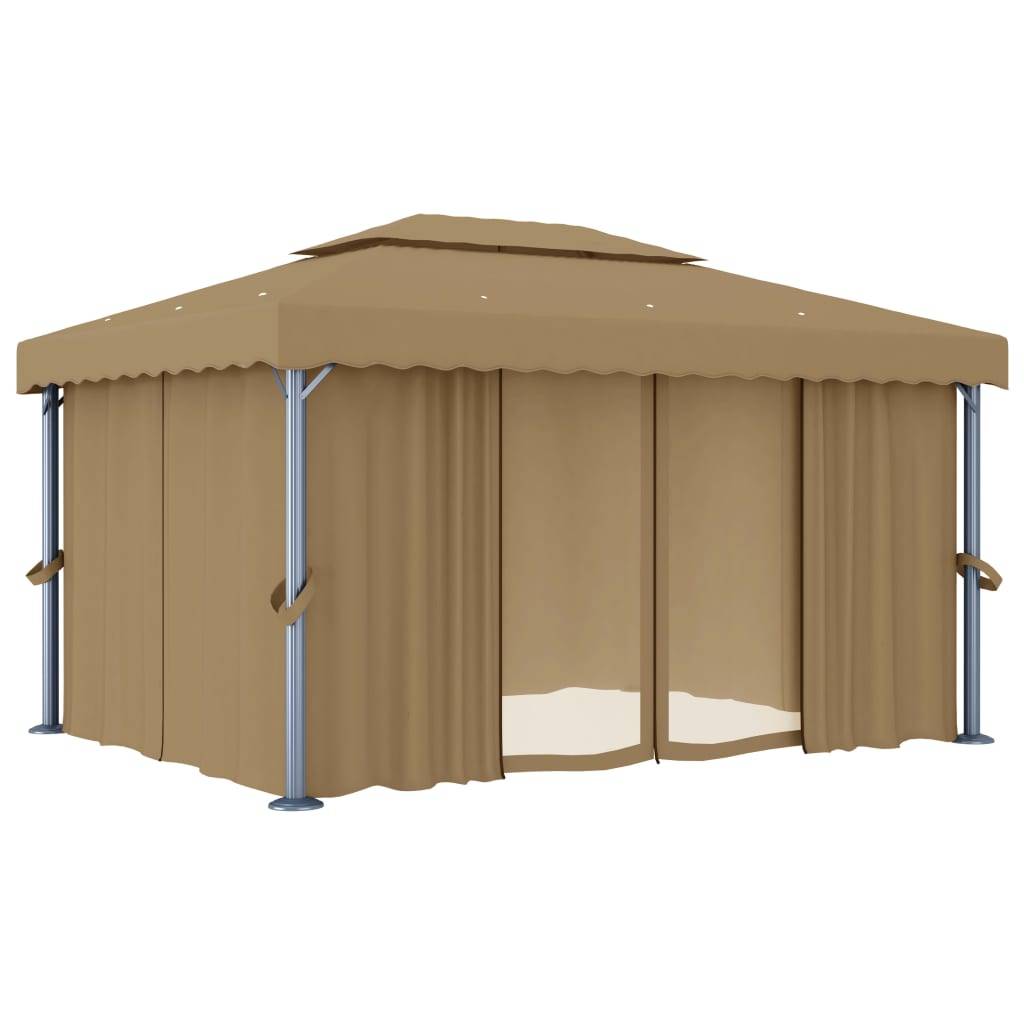 ComfortXL - Tonnelle de Réception Aluminium Rideaux et Moustiquaires Double Toit pour Jardin Taupe 4x3 m – ComfortXL Outdoor Living - Image 2