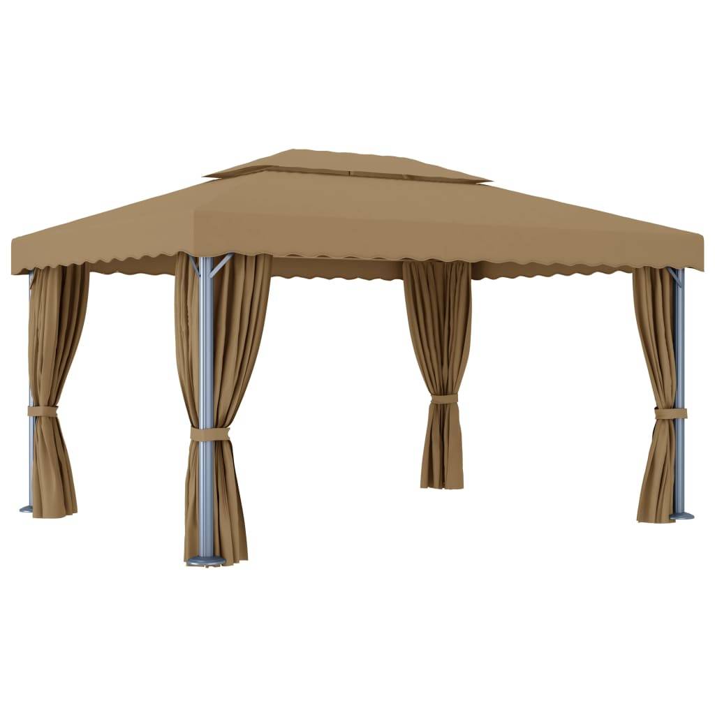 ComfortXL - Tonnelle de Réception Aluminium Rideaux et Moustiquaires Double Toit pour Jardin Taupe 4x3 m – ComfortXL Outdoor Living - Image 4