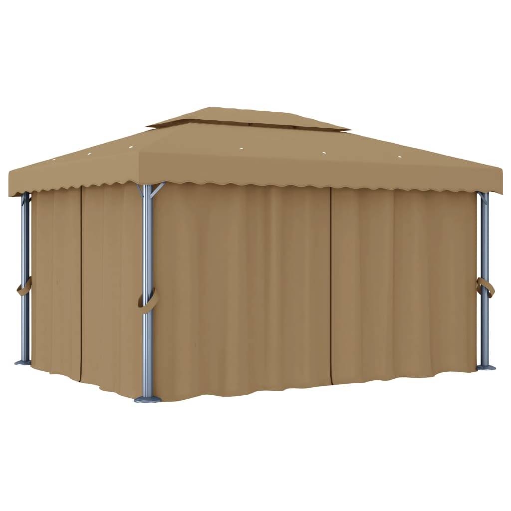 ComfortXL - Tonnelle de Réception Aluminium Rideaux et Moustiquaires Double Toit pour Jardin Taupe 4x3 m – ComfortXL Outdoor Living - Image 1